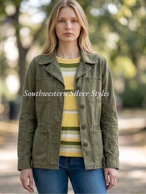 Madewell 100% Cotton Olive Green Women’s Extra Small Army Surplus Utility Jacket